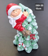 Figurină copil cu brăduț de Crăciun, decor ceramic Crăciun - 15cm